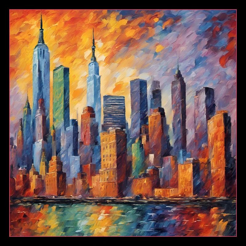New York Skyline Neo Impressionismus