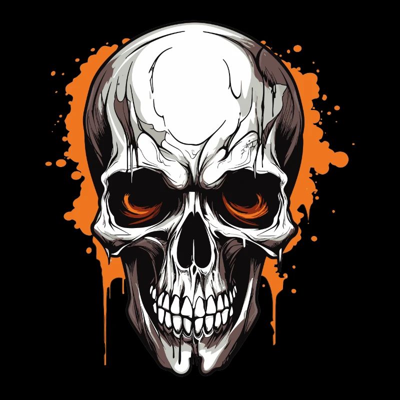 Orangener Schädel Splatter Gothic