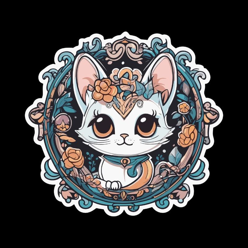 Sweet Cat with Roses