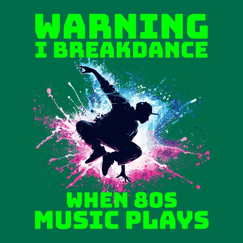 80s Breakdancer Silhouette - Neon Dance Moves
