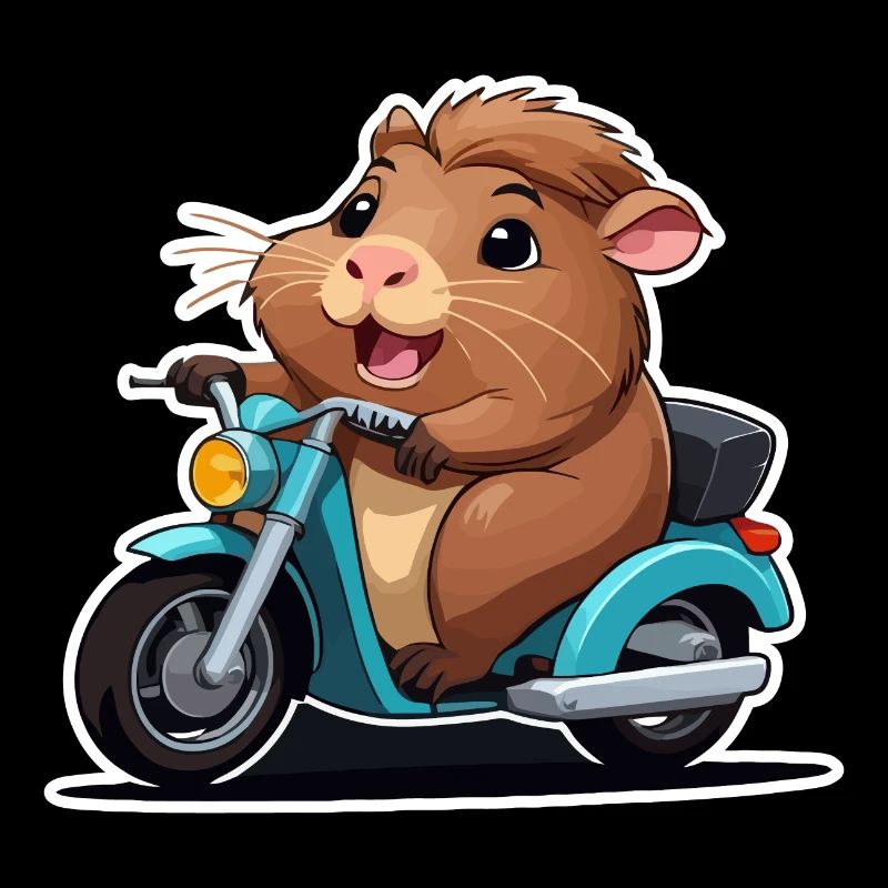 Guinea pig on moped