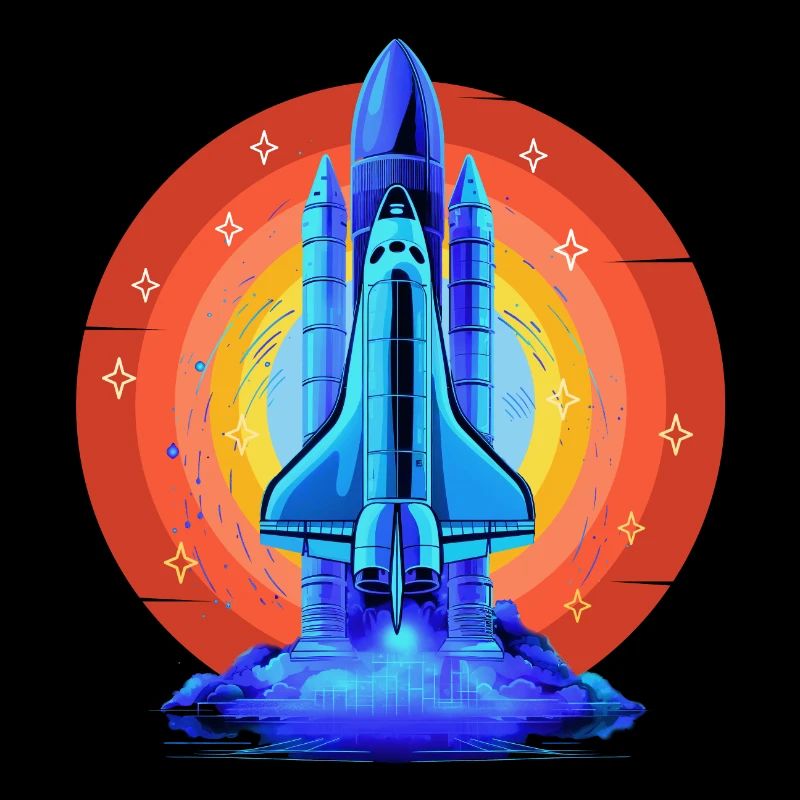 BLUE SPACE SHUTTLE RETRO VINTAGE