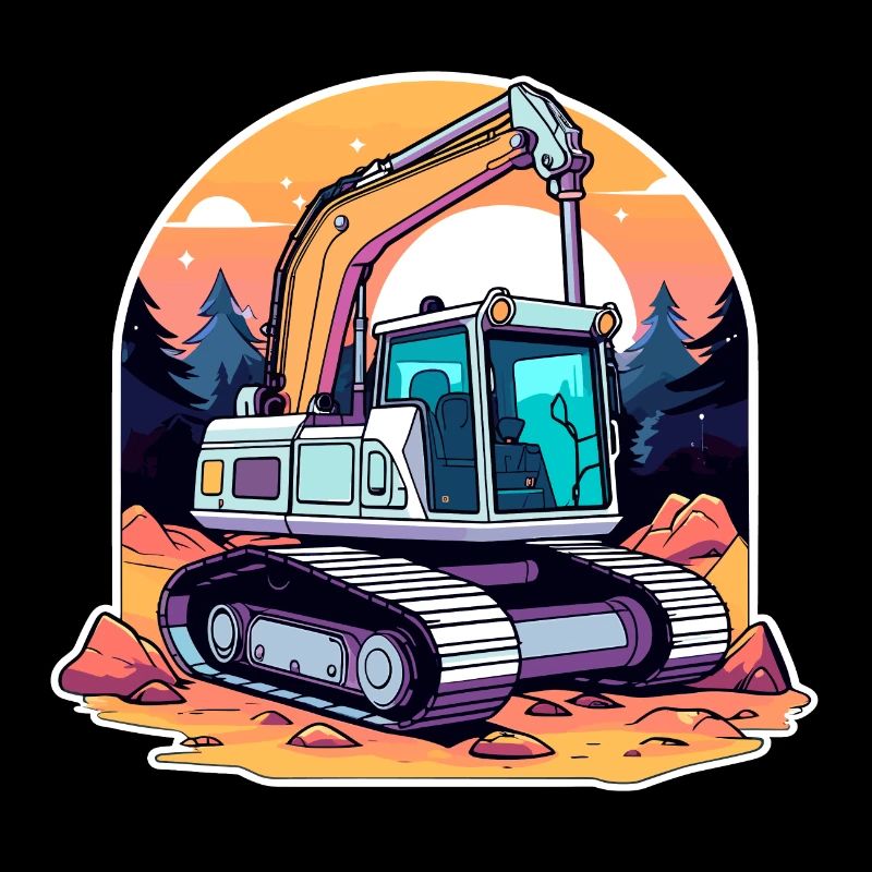 Bagger Baustelle Zeichnung
