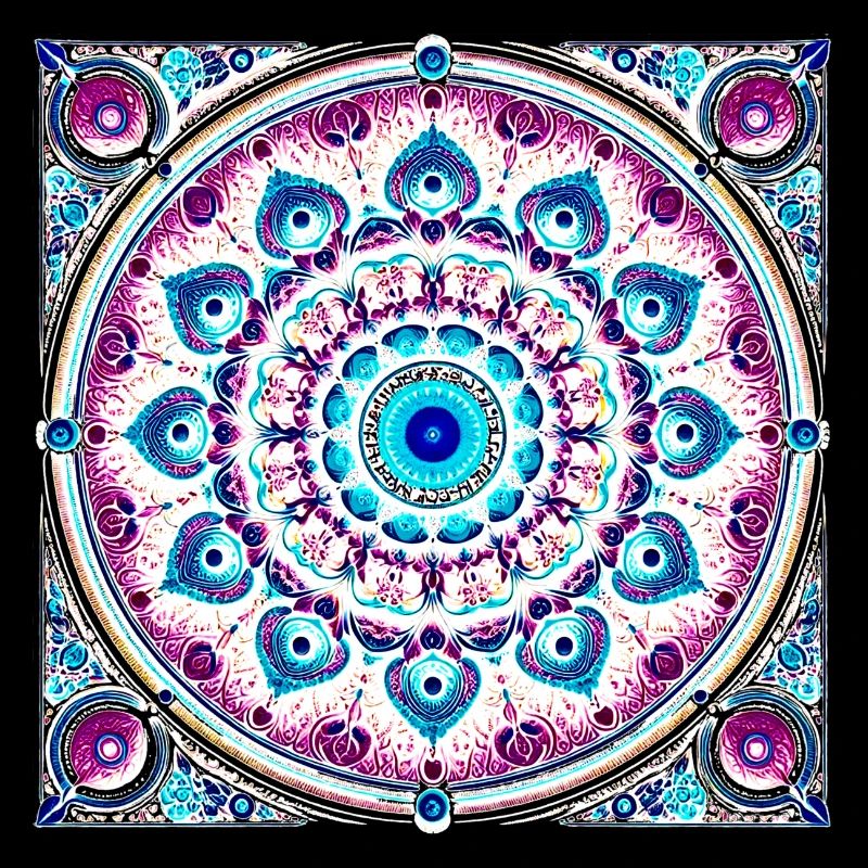 Mandala Orbital Bleu-Rose