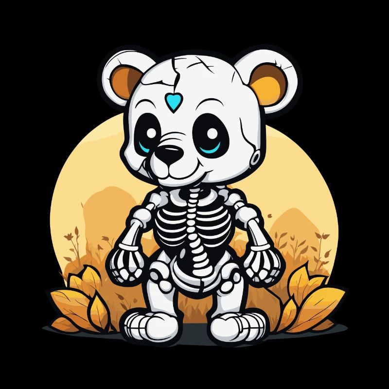 Cute Bear Skeleton Illustration