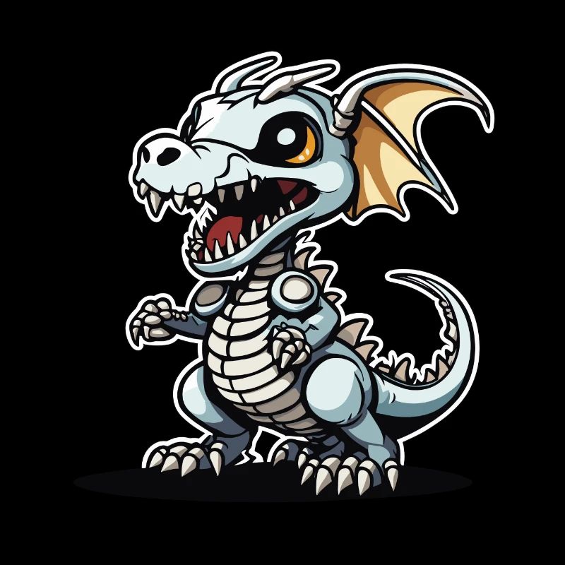 Illustration de squelette de dragon mignon