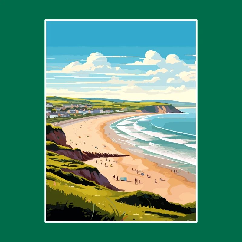 Woolacombe Devon Vintage voyage affiche Souvenir