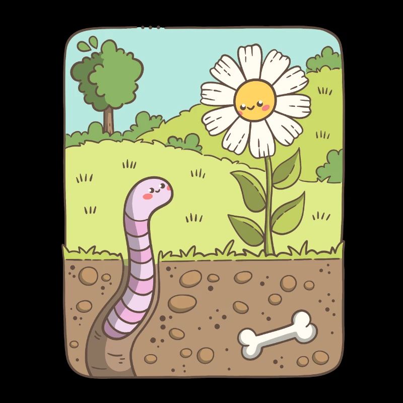 Earthworm looking at flower