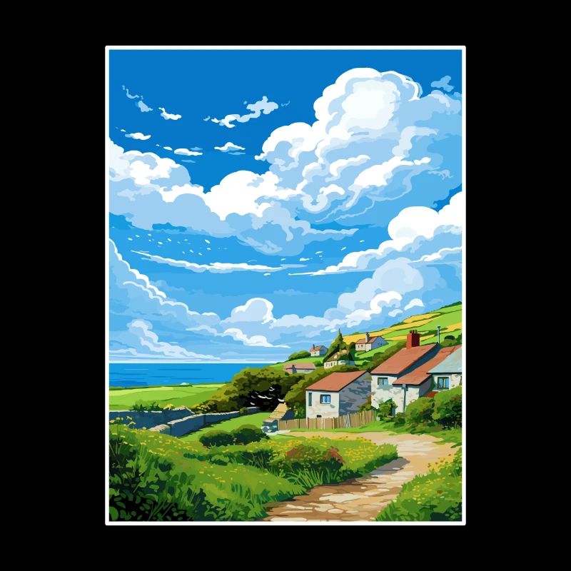 St Agnes Cornwall Vintage Reiseposter Souvenir
