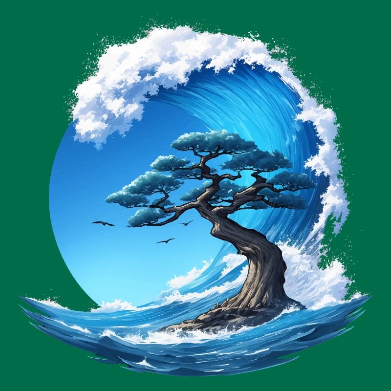 A tree under a wave