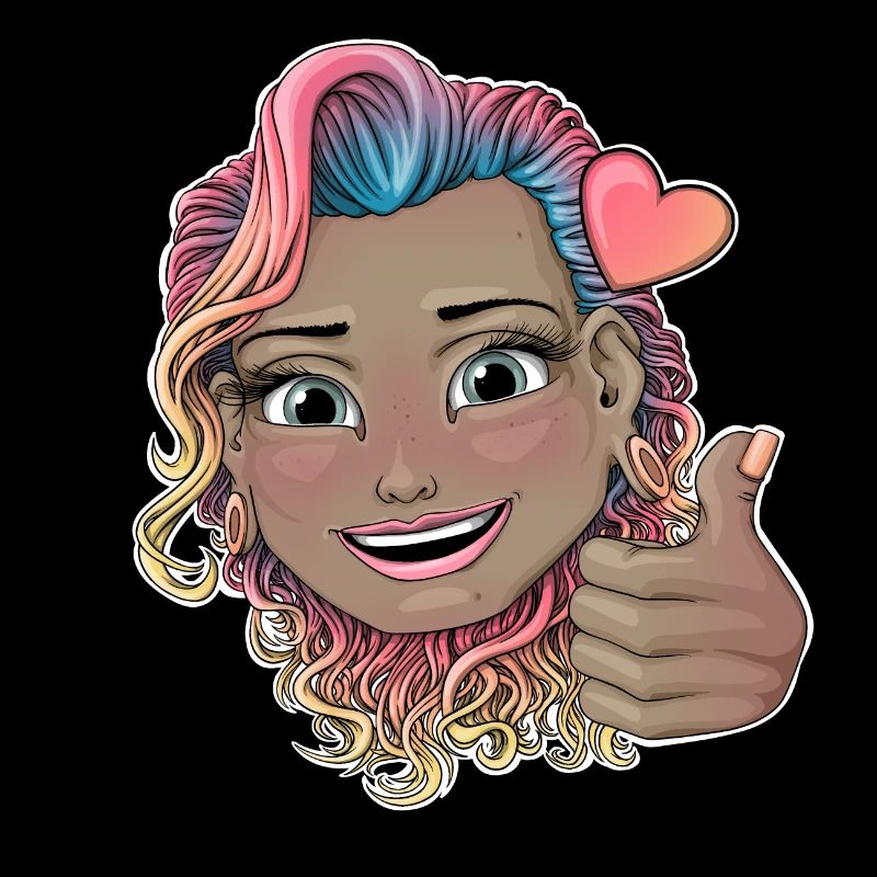 Badge multicolore vibrant pour cheveux bouclés