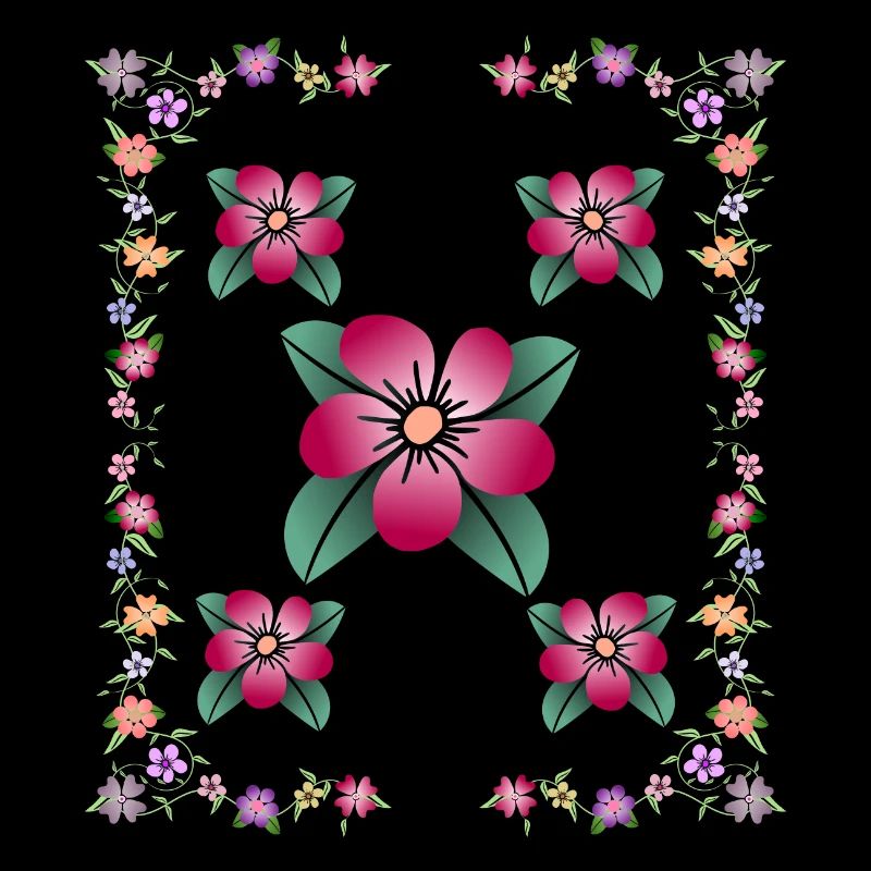 Prairie fleurie, vrille de fleur, motif floral coloré, fleur