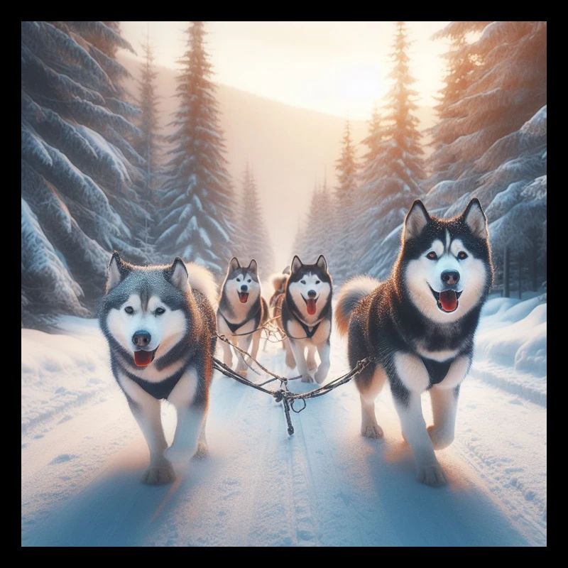 Huskies on a sled