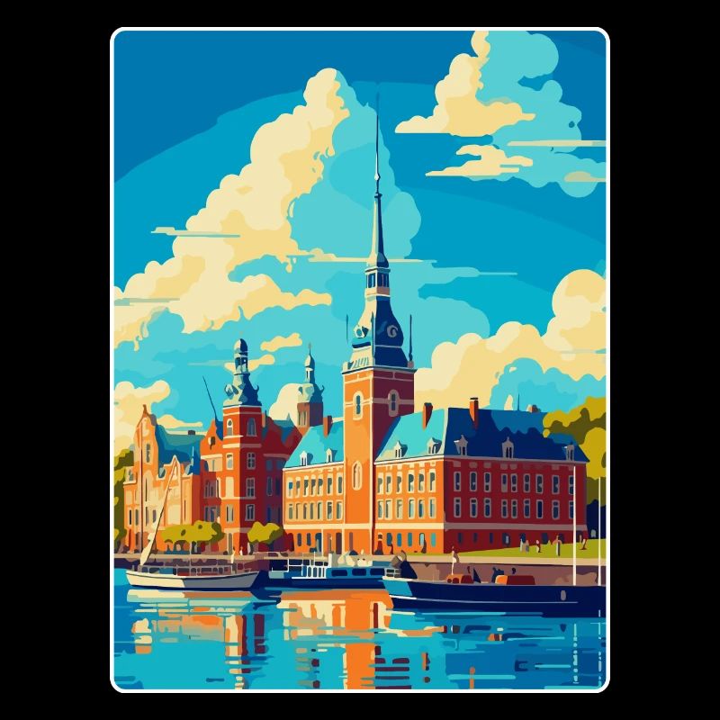 Helsingborg Suède Affiche de voyage vintage souvenir