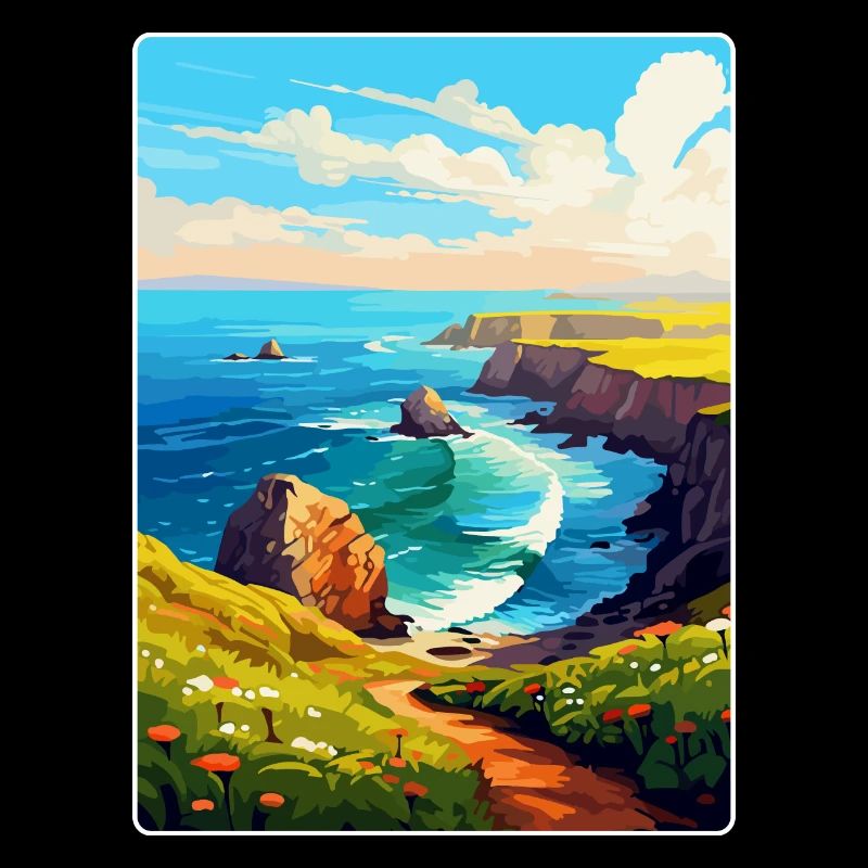 Lands End Cornouailles Angleterre Royaume-Uni Affiche de voyage WPA