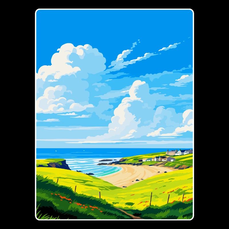 Crantock Cornouailles Angleterre Royaume-Uni Affiche de voyage WPA