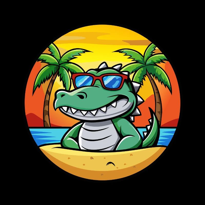 Lunettes de soleil de plage d’été de dessin animé drôle de crocodile