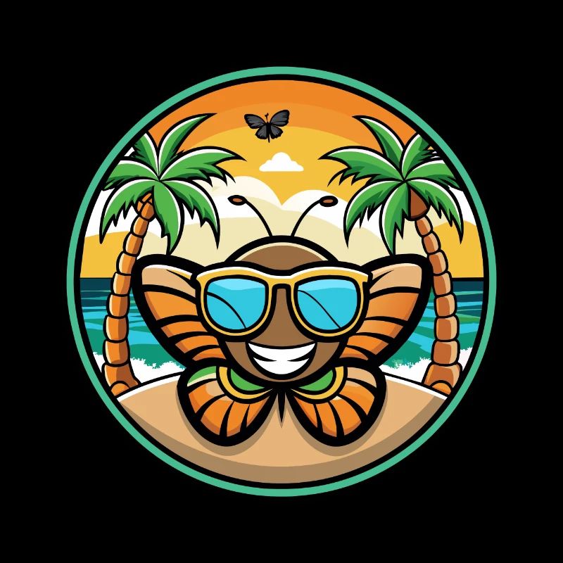 Lunettes de soleil de plage d’été de dessin animé drôle papillon