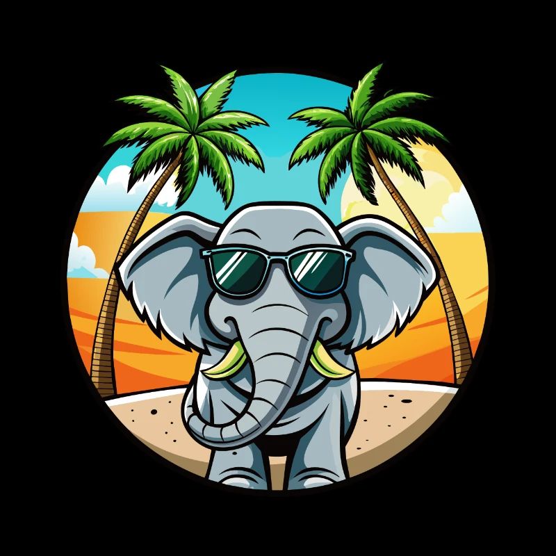 Lunettes de soleil de plage d’été de dessin animé drôle d’éléphant