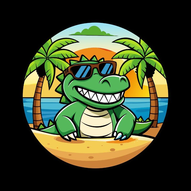 Lunettes de soleil de plage d’été de dessin animé drôle de crocodile