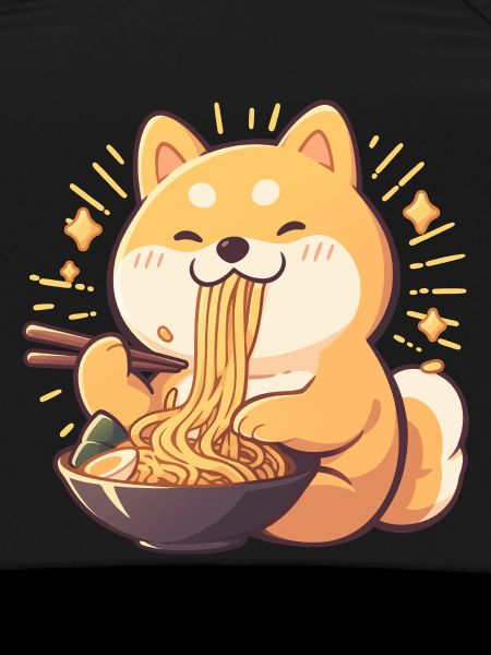 Dog eating Ramen