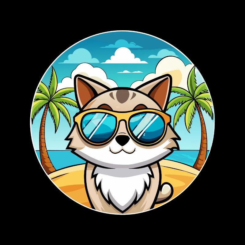 Lunettes de soleil Birman Cat Breed Cartoon Beach