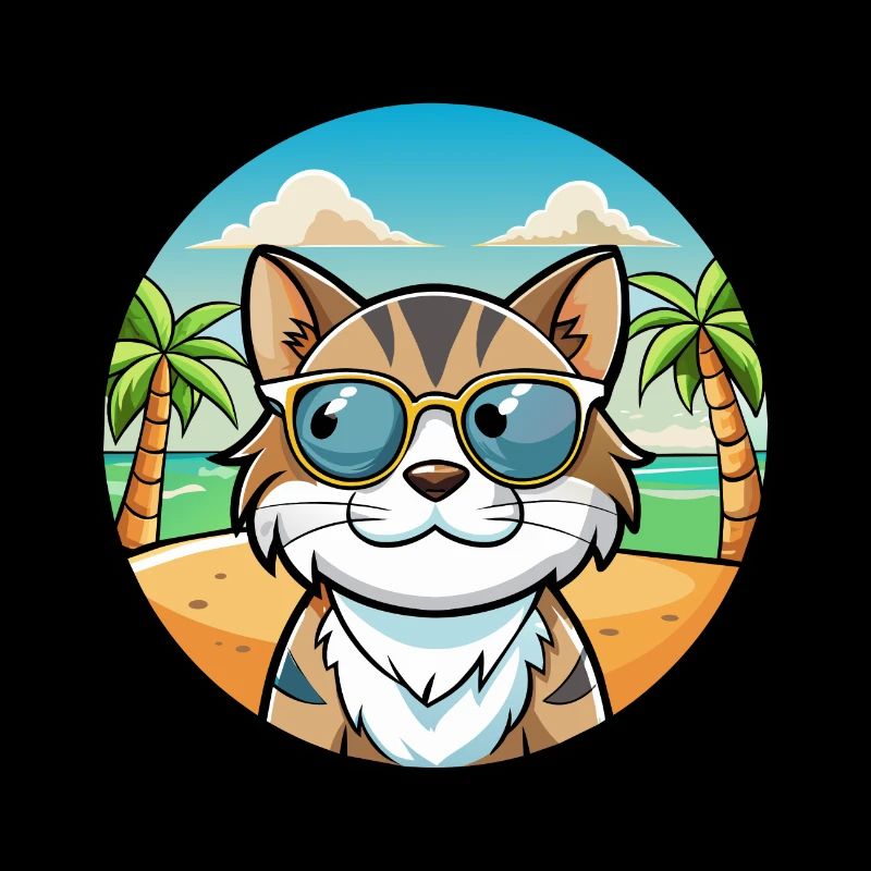 Lunettes de soleil de dessin animé de race de chat calicot dilué plage