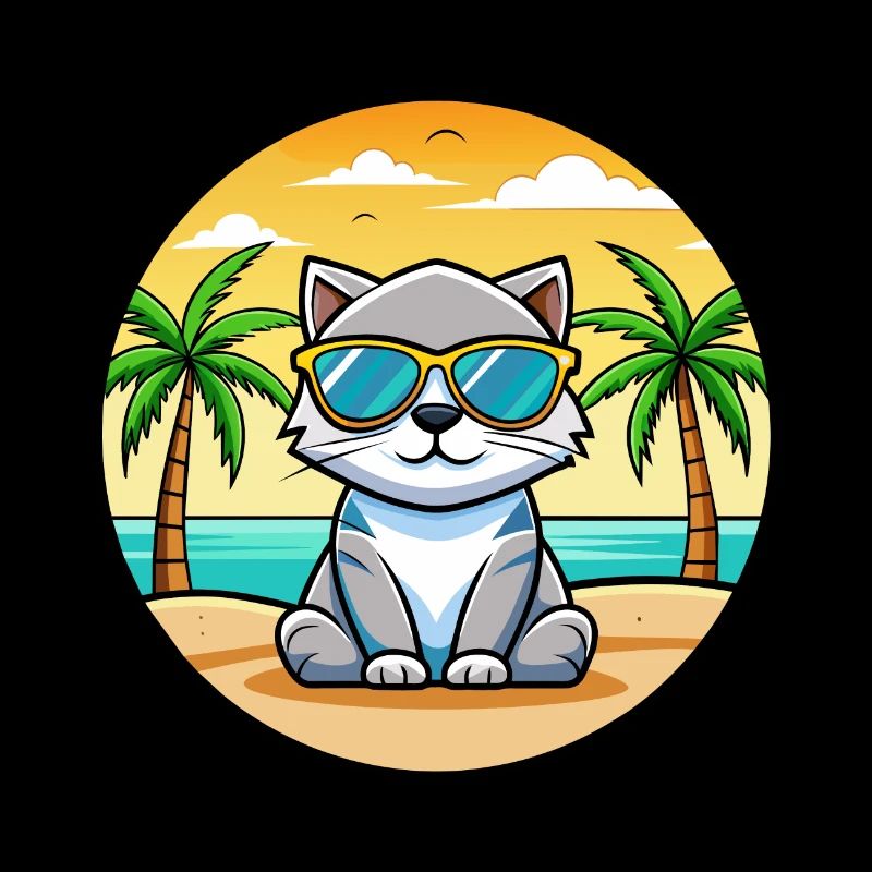 Scottish Fold Cat Breed Cartoon Lunettes de soleil Beach