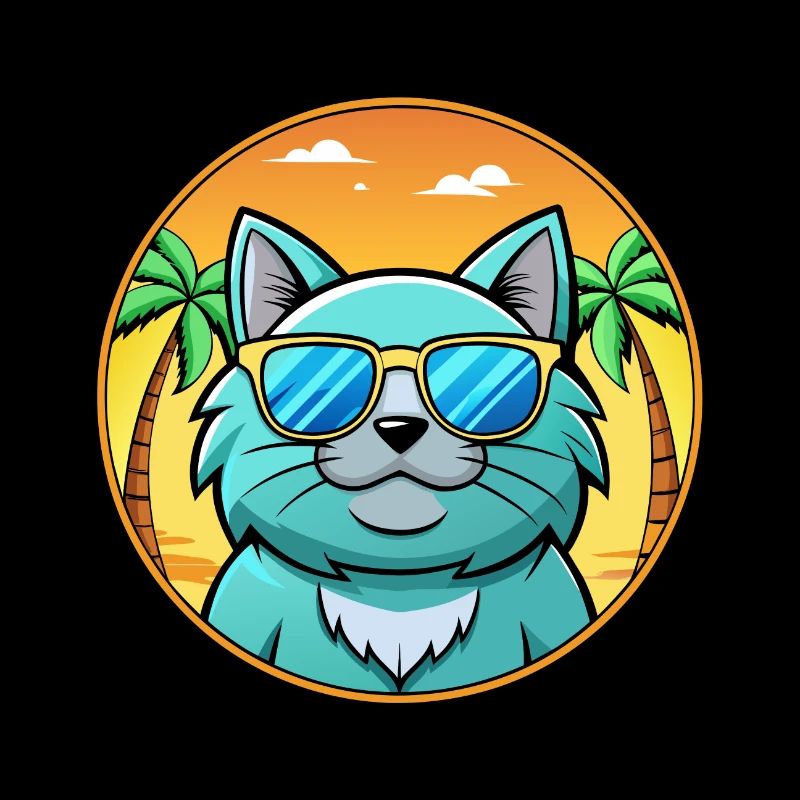 Chartreux Cat Breed Cartoon Sunglasses Beach