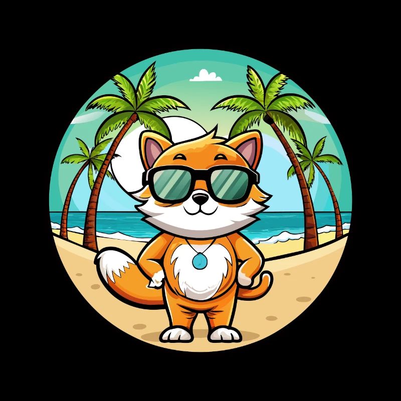 Khao Manee Cat Breed Cartoon Lunettes de soleil Beach