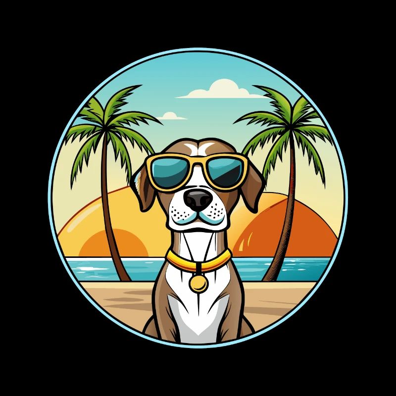 Gascogne Pointer Chien Race Dessin Animé Plage