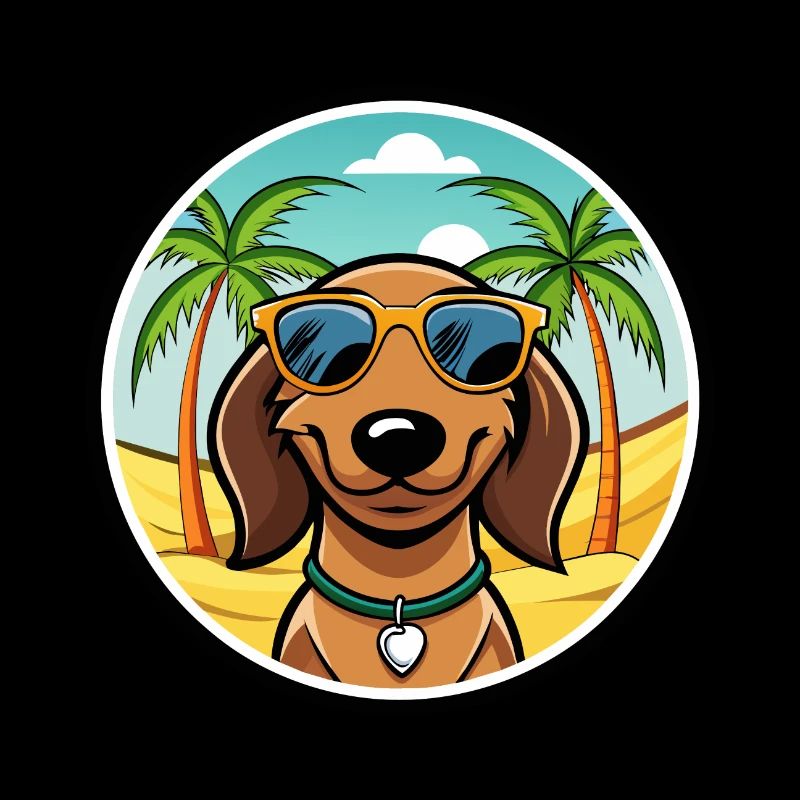 Westfälischer Dachsbracke Hunderasse Cartoon Beach