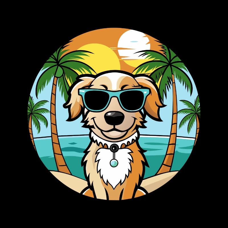 Alpine Spaniel Chien Race Dessin Animé Lunettes De Soleil Plage
