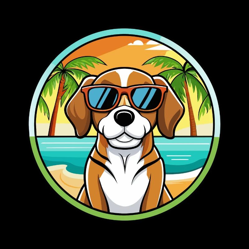Beagle Harrier Chien Race Dessin Animé Lunettes de soleil Plage
