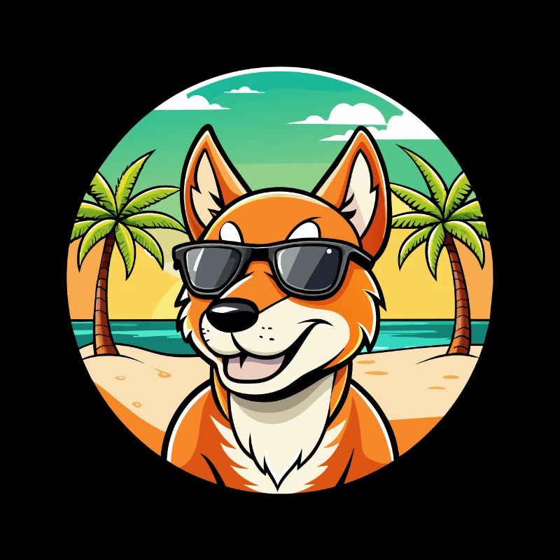 Dingo Chien Race Dessin Animé Lunettes De Soleil Plage
