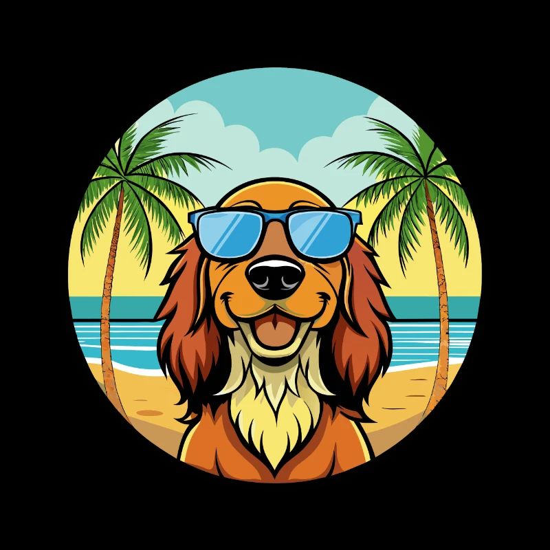 Gordon Setter Hunderasse Cartoon Sonnenbrille Strand