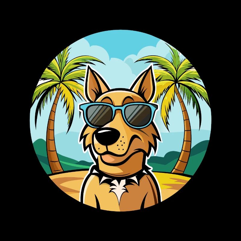 Jamthund Hunderasse Cartoon Sonnenbrille Strand