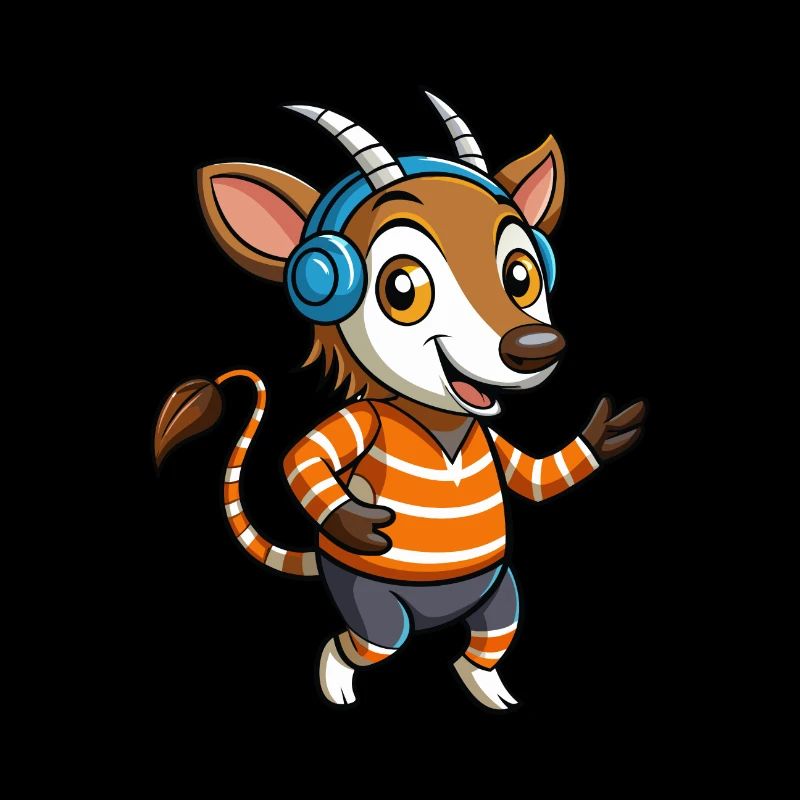 Okapi Funny Cartoon Character Musique de casque