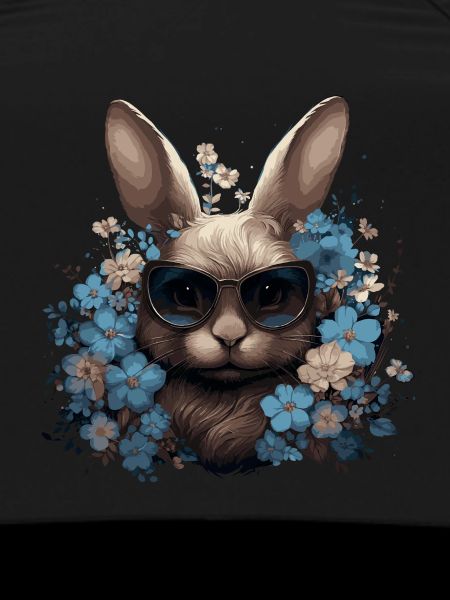Cool rabbit with flowers