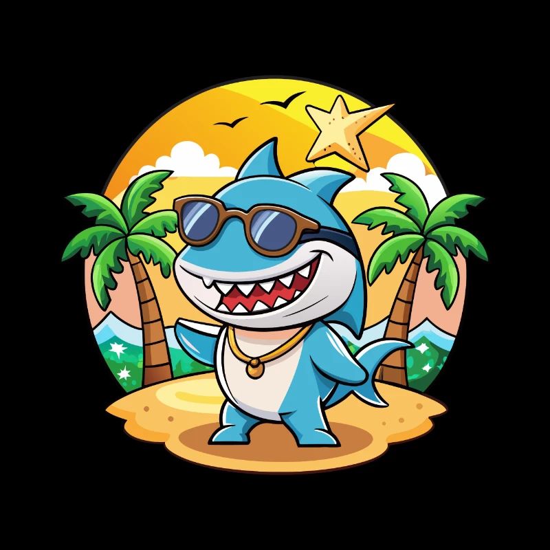 Lunettes de soleil de plage d’été de dessin animé drôle de requin