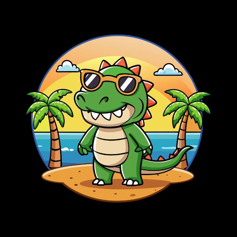 Lunettes de soleil de plage d’été de dessin animé drôle de crocodile