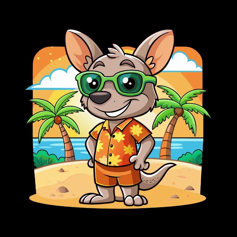 Kangourou drôle dessin animé d’été lunettes de soleil de plage