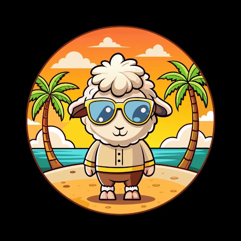 Lunettes de soleil de plage d’été de dessin animé drôle de mouton