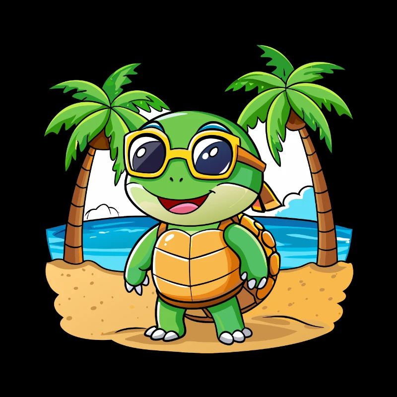 Turtle Funny Cartoon Summer Beach Sunglasses