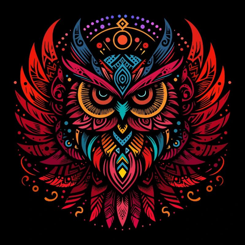 Tribal Eule Mehrfarbig Vogel Eule Geometrisch