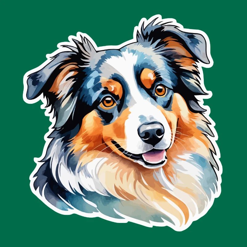 Australian Shepherd Wasserfarben