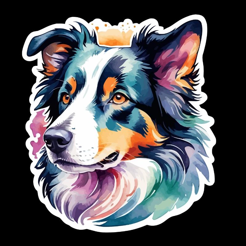 Border Collie Wasserfarben