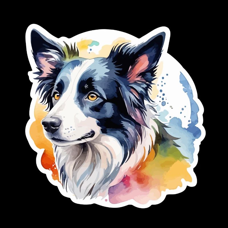 Border Collie Wasserfarben