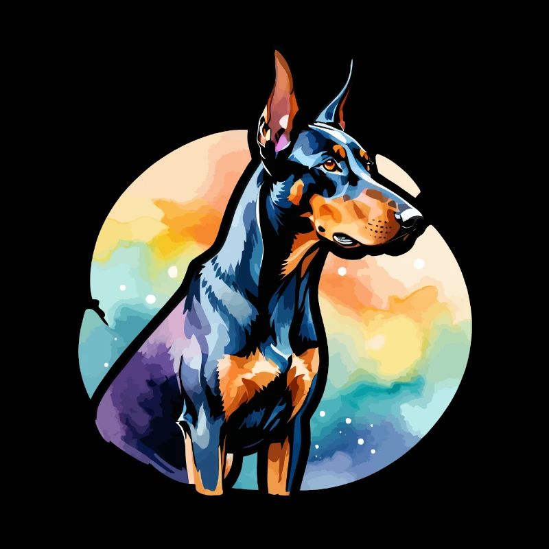Dobermann Wasserfarben