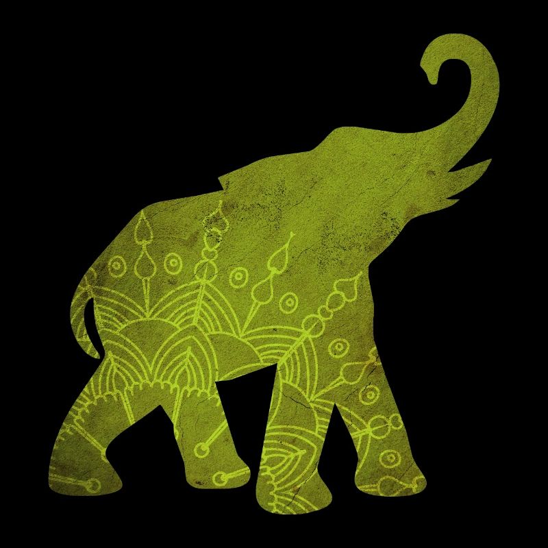 Yoga Green Elephant Pattern Mediatation India om